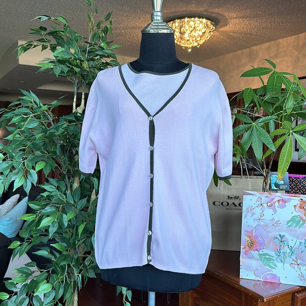 Vintage Size Medium pink twinset cardigan with matching tank top